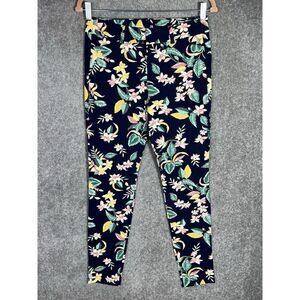 Old Navy Pixie Pants Womens Size 2 Navy Blue Pink Green Floral Stretch‎ Pockets